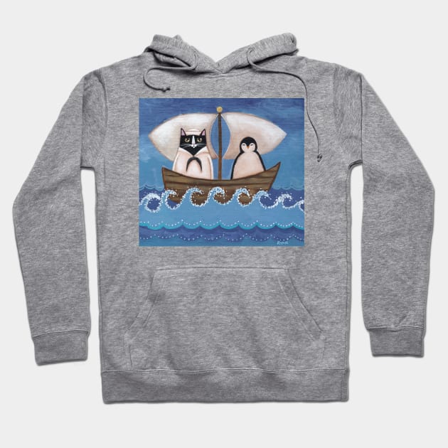 The Sailor Cat and Penguin Hoodie by KilkennyCat Art
